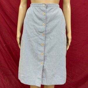 Vintage 70’s Talbott Engineer stripe button front Midi skirt Size 8